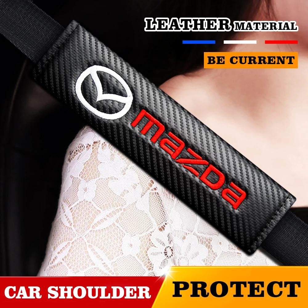 2pcs Cotton Flannel Protective Cover Shoulder Pads Car Styling Badge Accessories For Mazda 3 5 6 8 CX5 CX-7 CX-9 MX-5 ATENZA