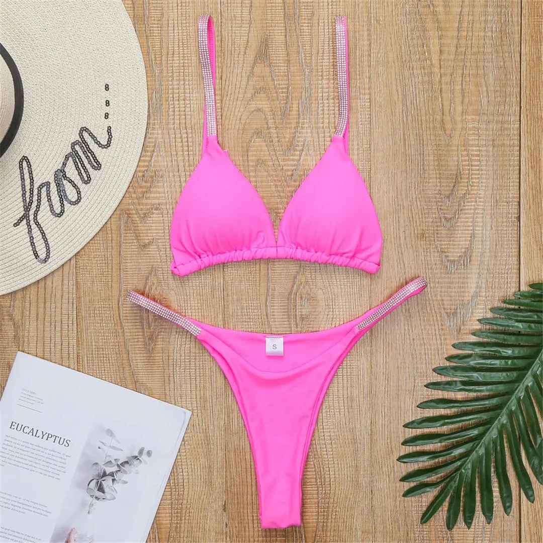 Neuer sexy Mini-Bikini, Damen-Badeanzug, zweiteiliges Bikini-Set mit Pailletten, gepolstert, Badebekleidung, Damen-Badeanzug V2043P – Detail 18