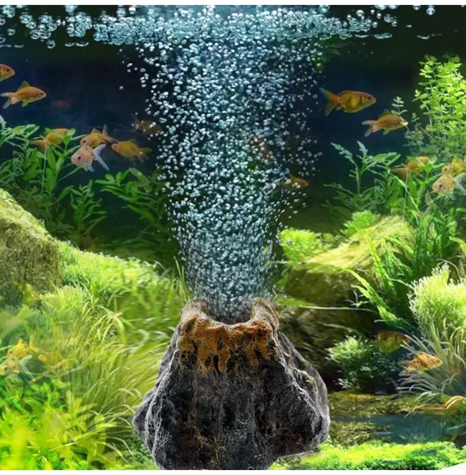 Aquarium Volcano Bubble Stone Fish Tank Decoration Volcano Landscape Rockery Can Install Oxygen Pump Home Crafts Ornament