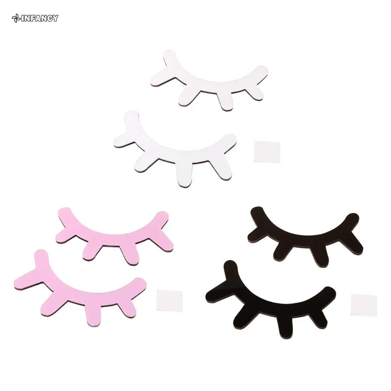 1Pair 3D DIY Eyelash Nordic Style Wood Wall Stickers Eye Lash Wall Stick Selfadhesive Background Decor Children Kids Room