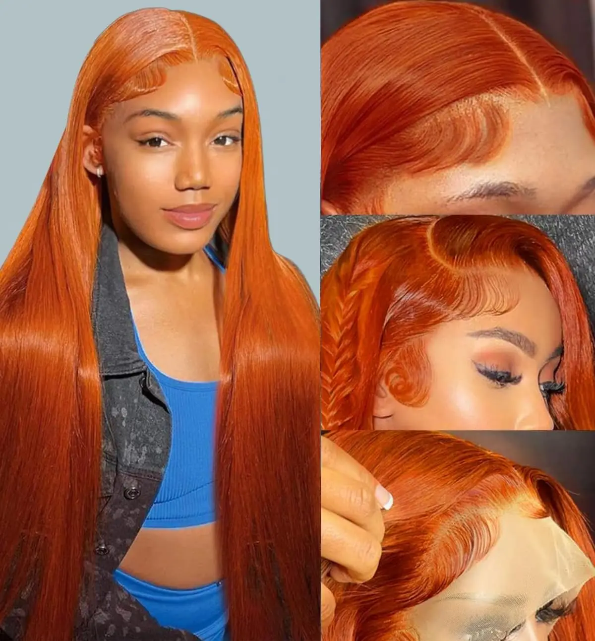 

Ginger Wig Human Hair 30 Inch 200 Density 13x6 HD Transparent Lace Front Wigs Human Hair Pre Plucked Straight Wig Human Hair