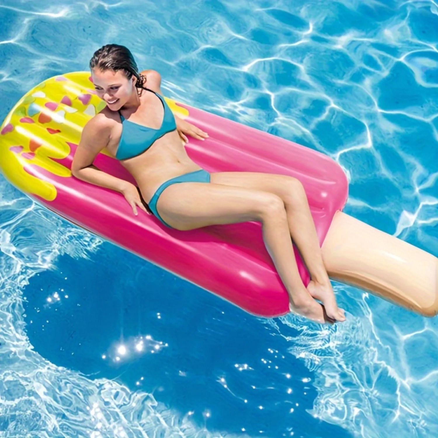 

1pc Ice Cream Shaped Inflatable Water Bed, Beach Floating Bed, Suitable For Beach Water Activities, Pool Party