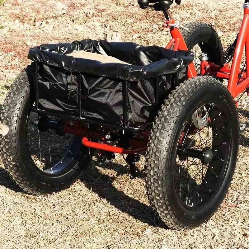 20-Zoll-Schneefahrrad mit fettem Reifen, 4-Rad-Cargo-Fahrrad, Pedal für Erwachsene, Quad-Bike, Offroad-Quad-Cargo, geeignet für Aufbewahrungskorb