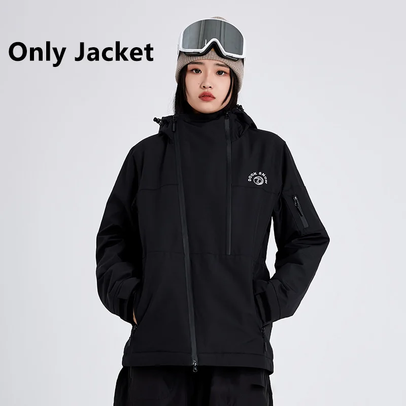 

New Winter Hooded Thermal Ski Jacket Woman Man Solid Color Windproof Waterproof Snowboard Sports Breathable Durable Skiing Tops
