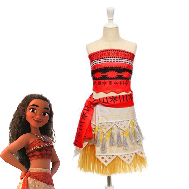 Vestidos de princesa Moana para meninas, trajes Cosplay, roupas Vaiana, roupa de festa, criança menina presente, 3, 6, 8, 10 anos