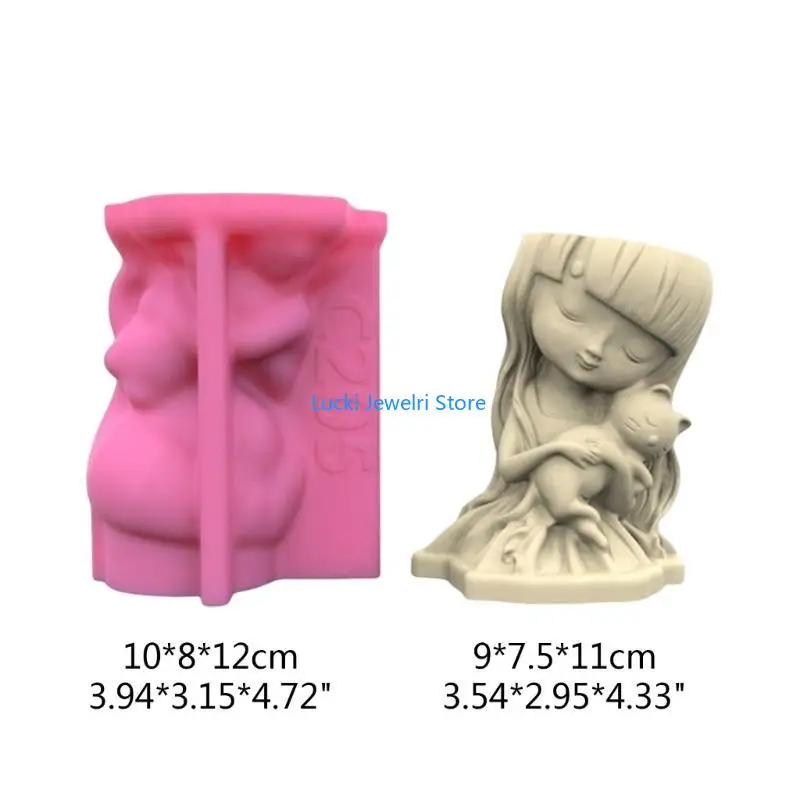 193e Girl و Gypsum Silicone Molds لصنع وعاء زهرة النبات النضرة