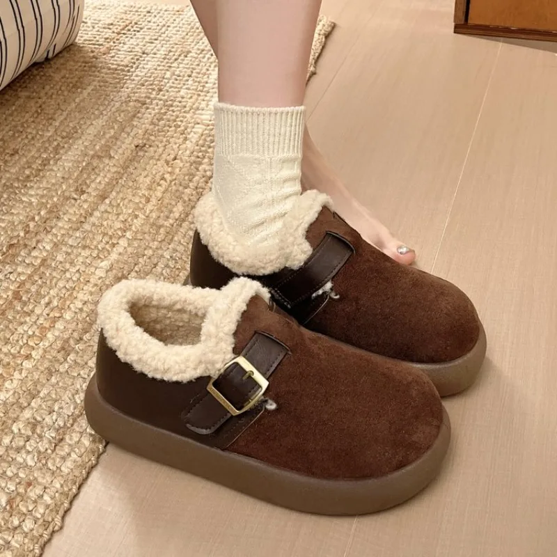 Women's Fuzzy Memory Foam House Slippers Cozy Warm Plush Lined Clog Mules Non-Slip Thick Sole Winter Shoes