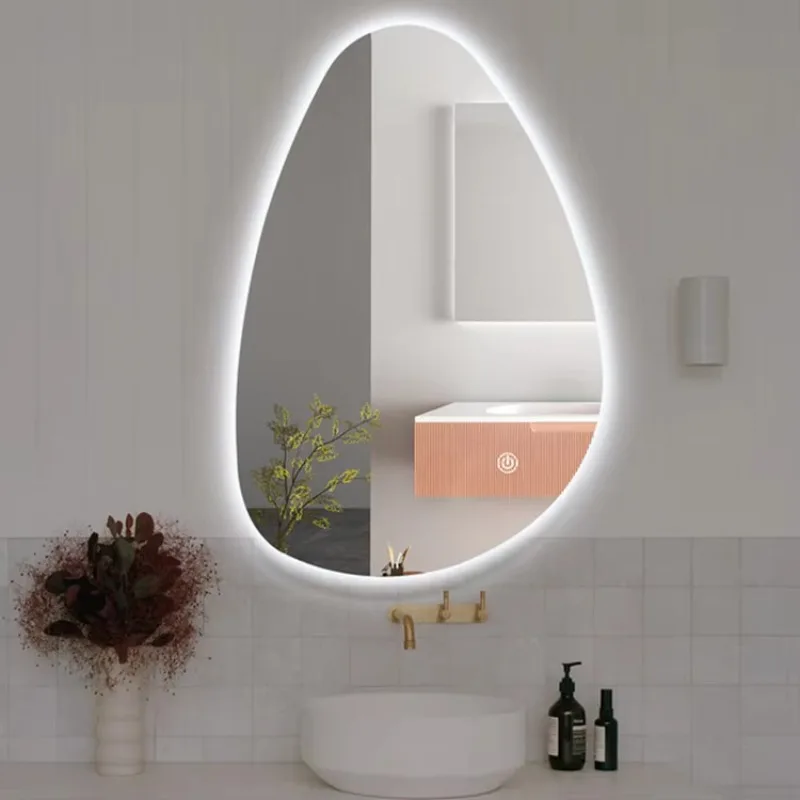 Irregular Shape Bathroom Vanity Wall Mounted Frameless Light Emitting Diode Mirror with Adjustable Brightness