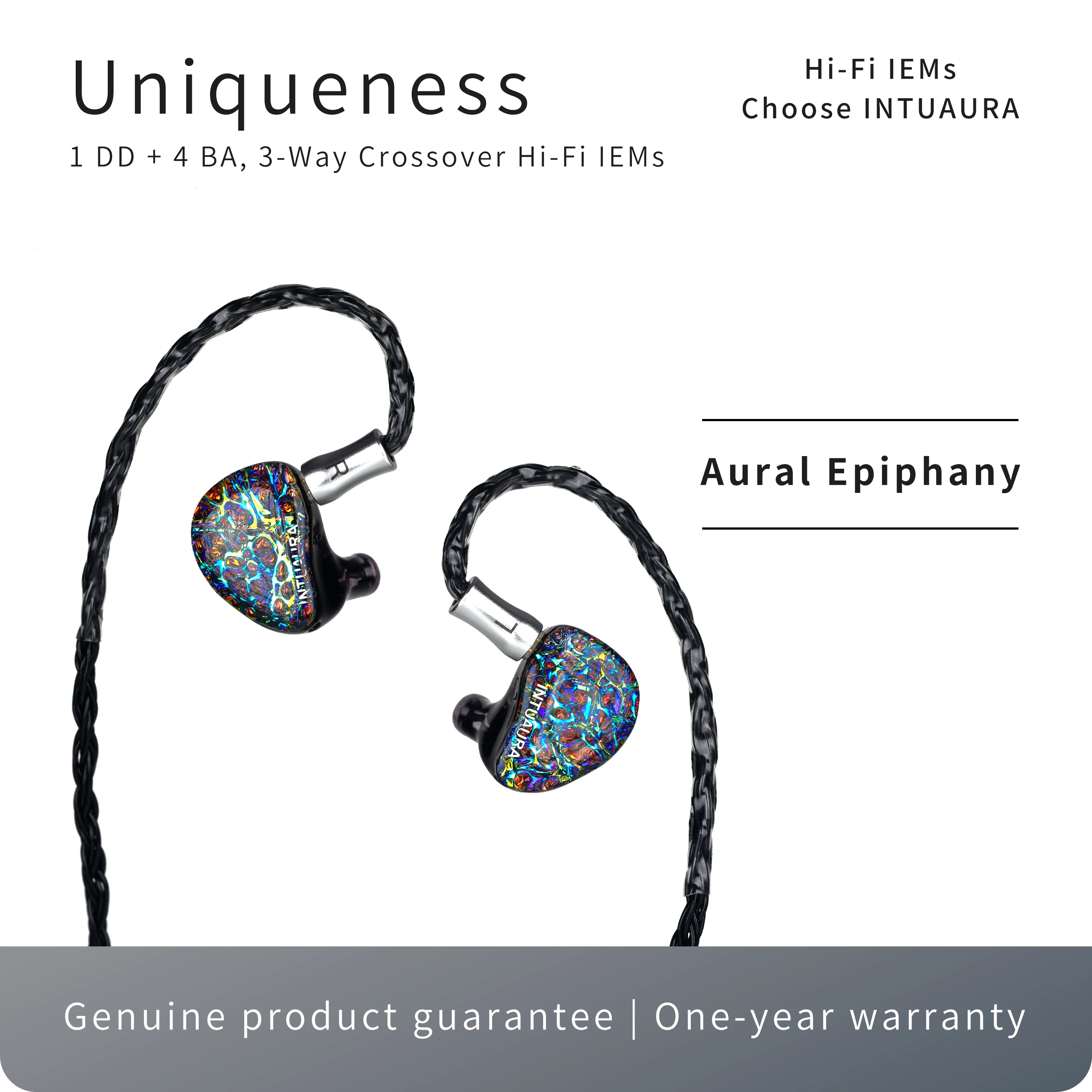 سماعة أذن INTUAURA Uniqueness HIFI لاسلكية متعددة السائق IEM مع جهير صفر التخميد وأنابيب صوتية ثلاثية