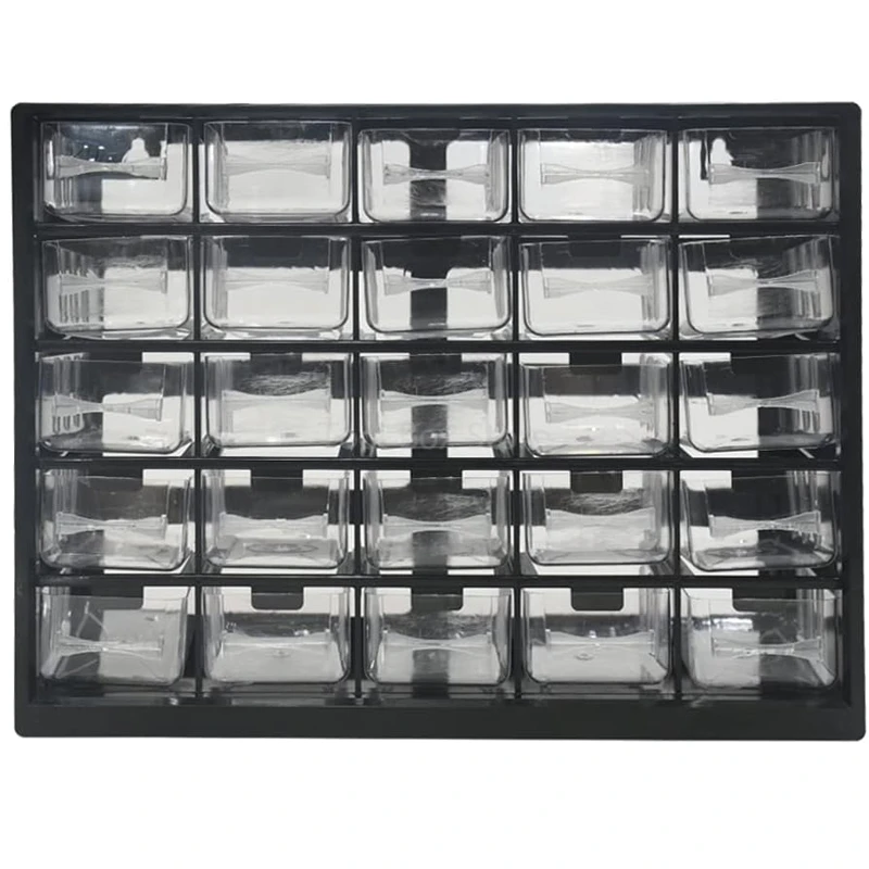 25 Grid Drawer Storage Parts Box Wall-mount Electronic Component Toolbox Garage Screw Cabinet Tool Box Plastic Drawer Organizer