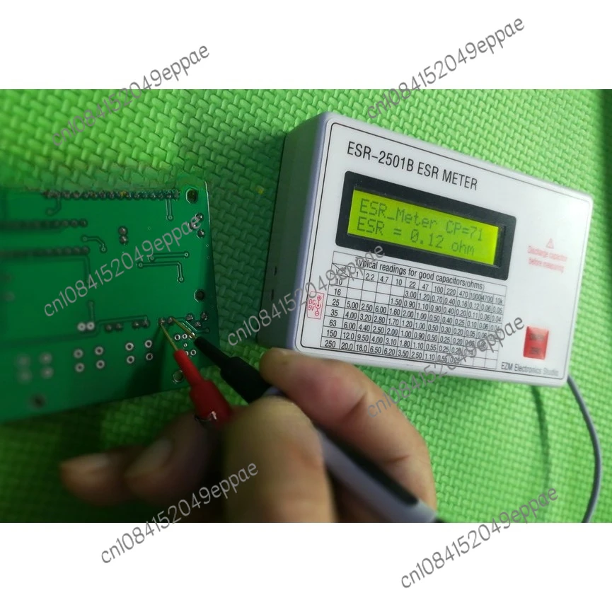 New ESR2501C Capacitor ESR DCR Tester Test In Circuit Capacitance Meter With Test Leads Clip Battery