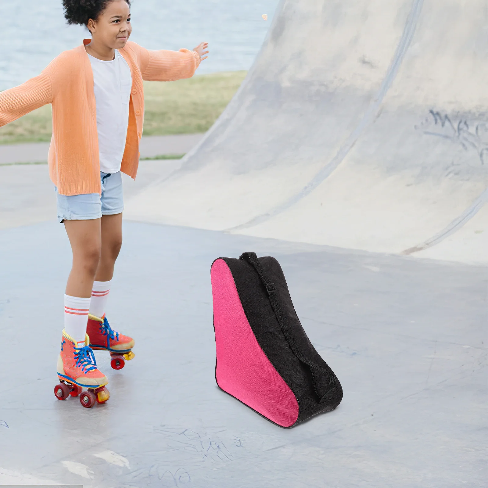 

Roller Skate Storage Bag Lightweight Three-Layer Shoulder Bag For Kids Adults Inline Skates Skating Gear Organizer Case