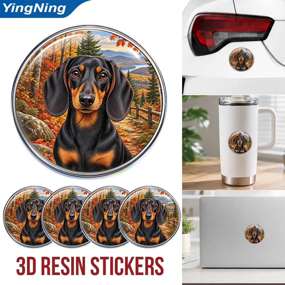 Dachshund Dog 3D Resin Domed Sticker Waterproof Self Adhesive Decal Emblem for Car Window Laptop Water Bottle Helmet Pet Decor