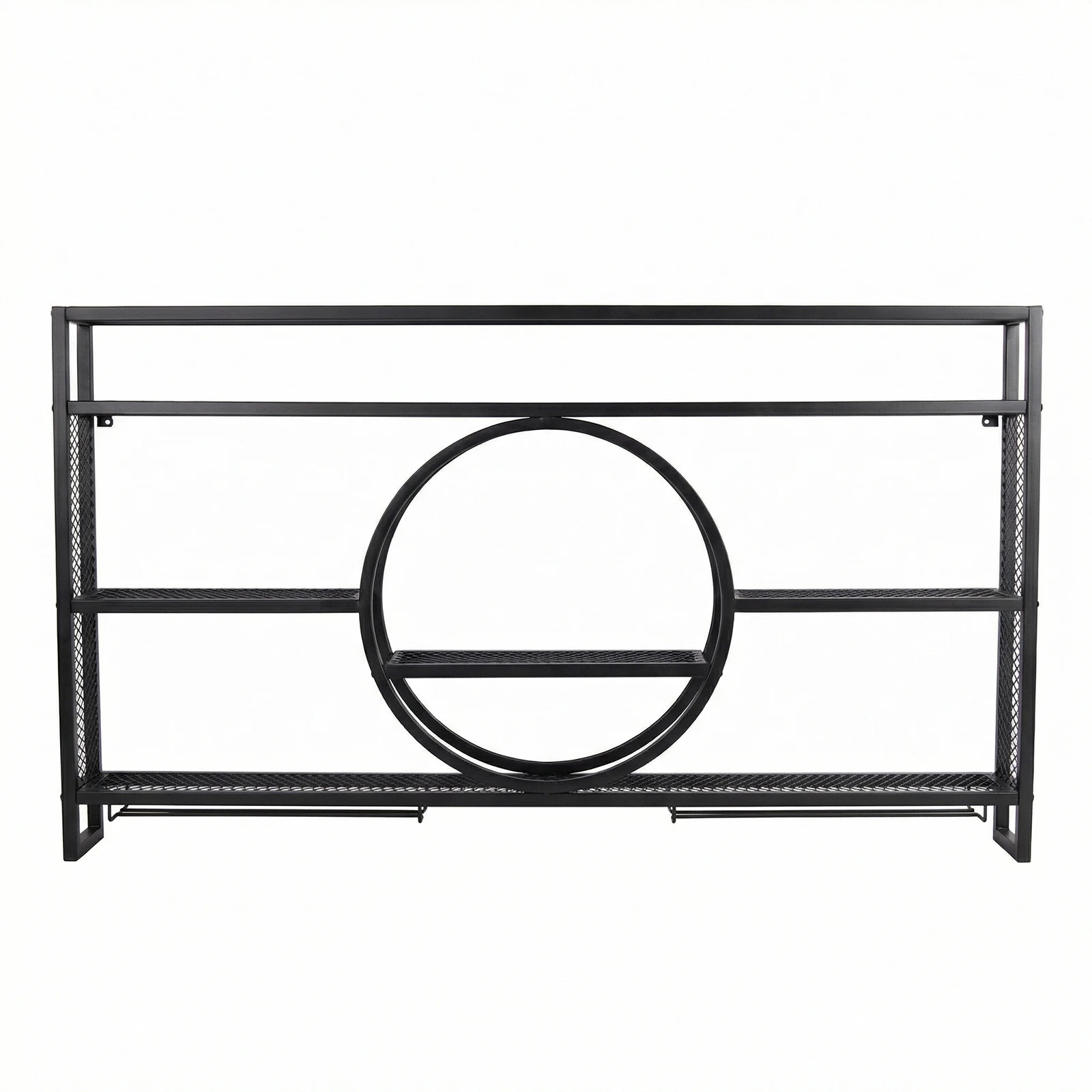 

Wall Bar Cabinet Mini Bar Metal Wall Mounted Wine Rack 3 Tier with LED Light with Wine Glass Holder for Home Bar & Dining Room