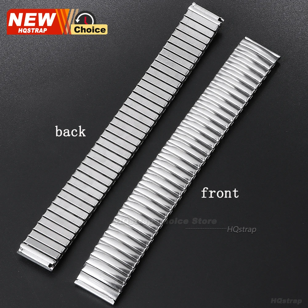 New Elastic Strap 12mm 14mm 16mm 18mm 20mm 22mm Stainless Steel Watch Band Women Men Bracelet Expansion Wristband Silver Gold image 3
