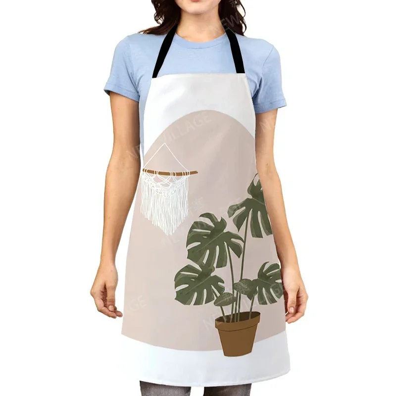 Aesthetic Women kitchen apron kids original Children Waterproof girl  princess waiter work apron oil proof nordic boho plant