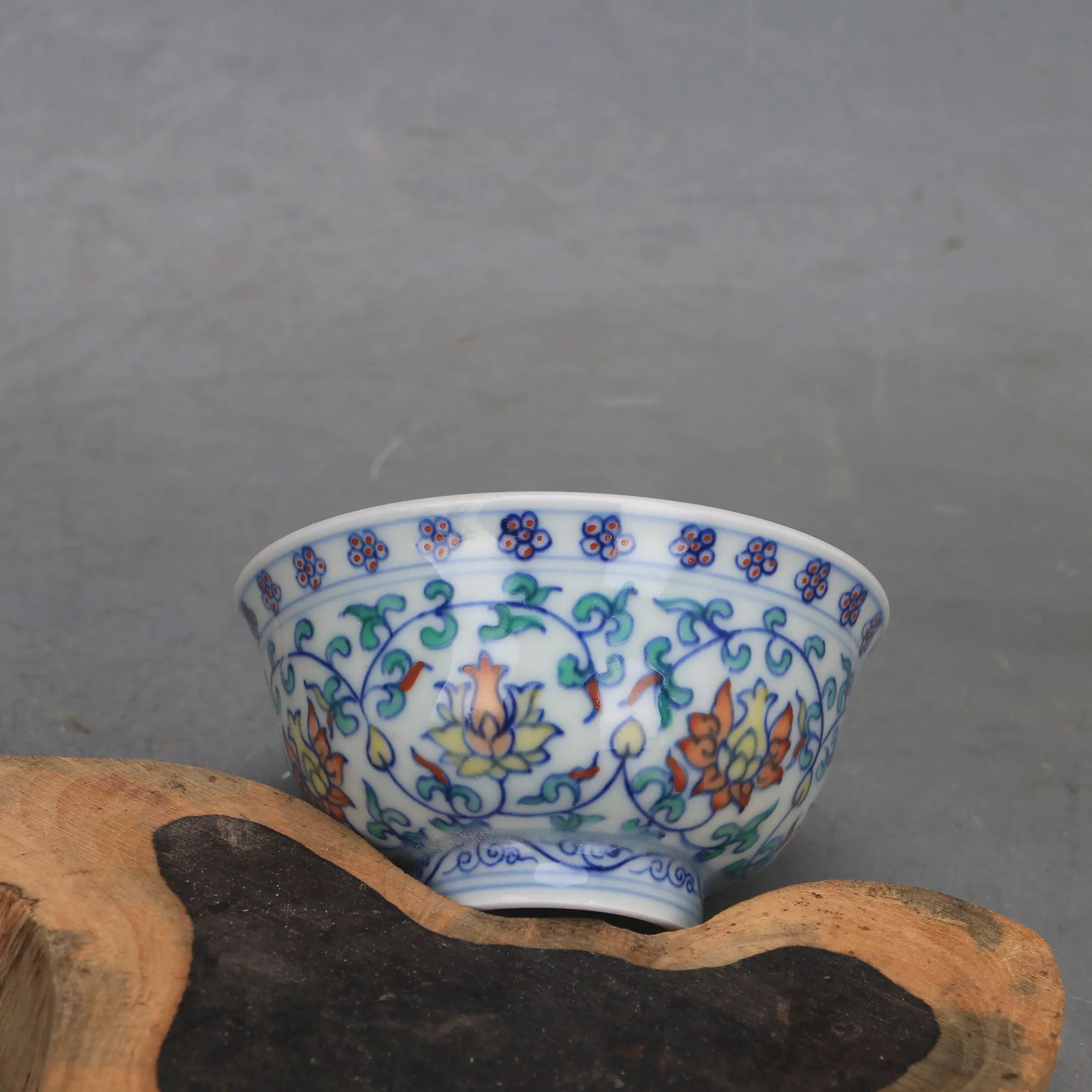 Yongle Style Blue White Doucai Lotus Scroll Master Tea Cup Handmade Chinese Porcelain Home Decor Gift