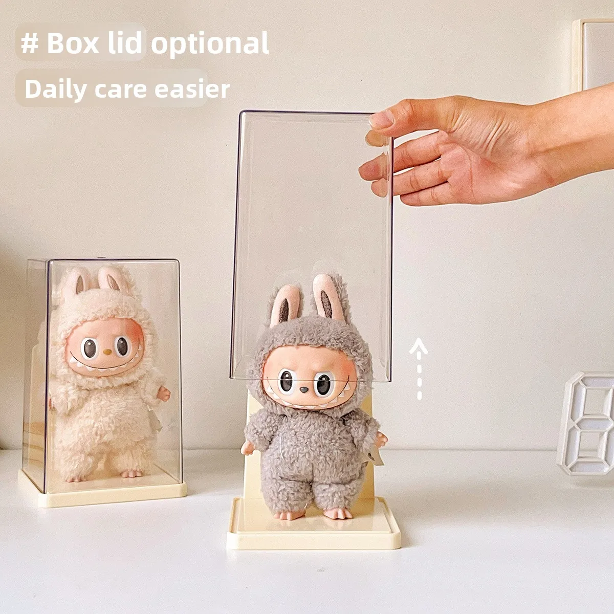 18 ซม.Labubu จี้กล่องโปร่งใส Labubu ตุ๊กตาเก็บกล่องตาบอดกล่องเก็บกันฝุ่นและความชื้น