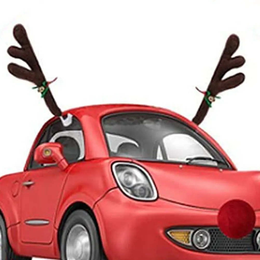 

2pcs Christmas Cotton Deer Horn Car Decorations Fashionable Holiday Vehicle Accessories Truck Van Antler Props Xmas Deer