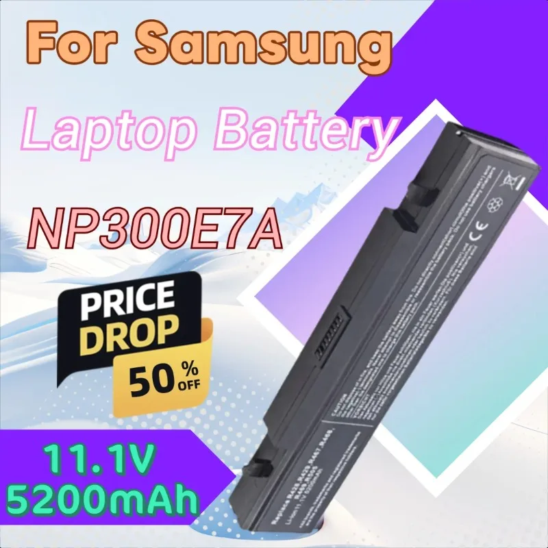 

New 11.1V 5200mAh Laptop Battery for Samsung RC708 R429 R430 R431 R438 R470 R519 R520 NP300E7A NP300E7Z RV511 RV711 RV709 RC408