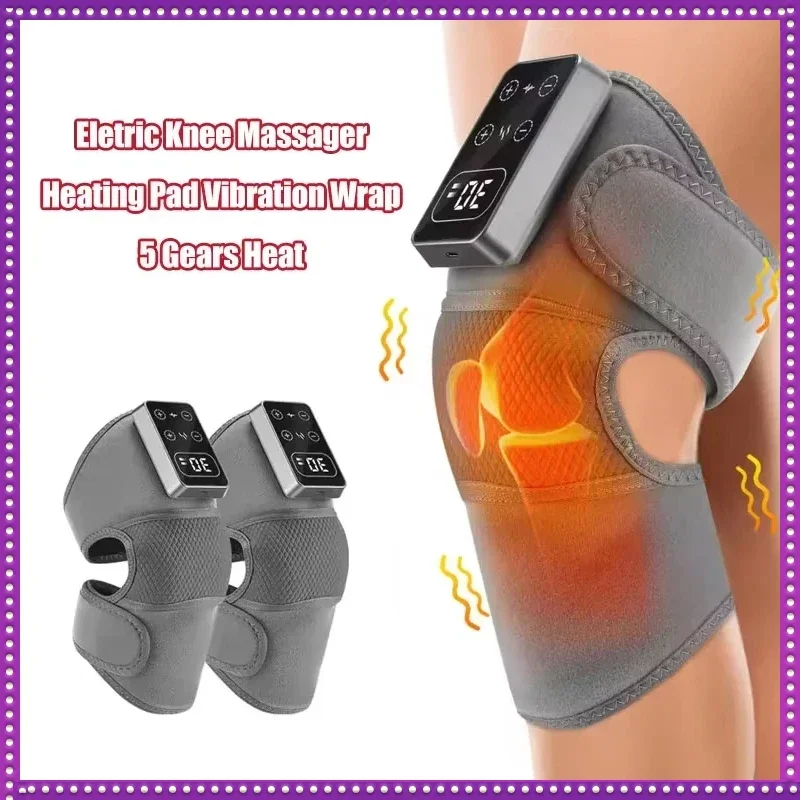

Электрический массажер для колена, 3 вибрации, 5 уровней, горячий компресс, массаж плеч, локтя, поддержка колена, бандаж, защита колена, уход за здоровьем