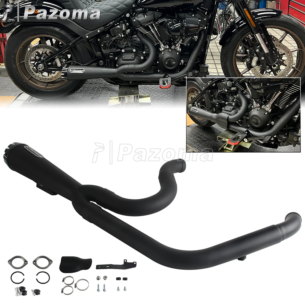 PAZOMA 2-into-1 Full Systems Exhaust Motorcycle Complete Muffler For Harley Softail Low Rider Street Bob Standard FXST 2018-2025