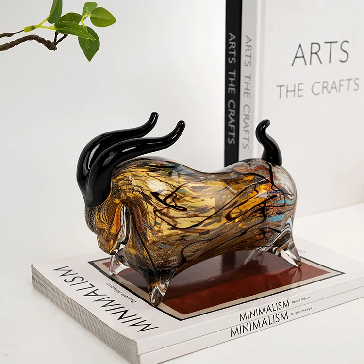 

NEW Design Art Handmade Glaze Home Sculpture Decorations Desktop Hotel Home Decorations Fortune Cow Ornaments