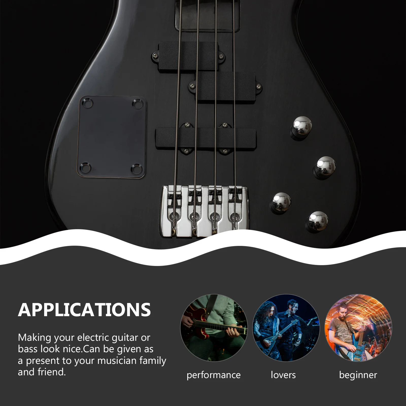 

4Sets Metal Guitar Neck Plate Replacement Neck Joint Back Plate for Electric Guitar Bass Sturdy Reinforcement Board with