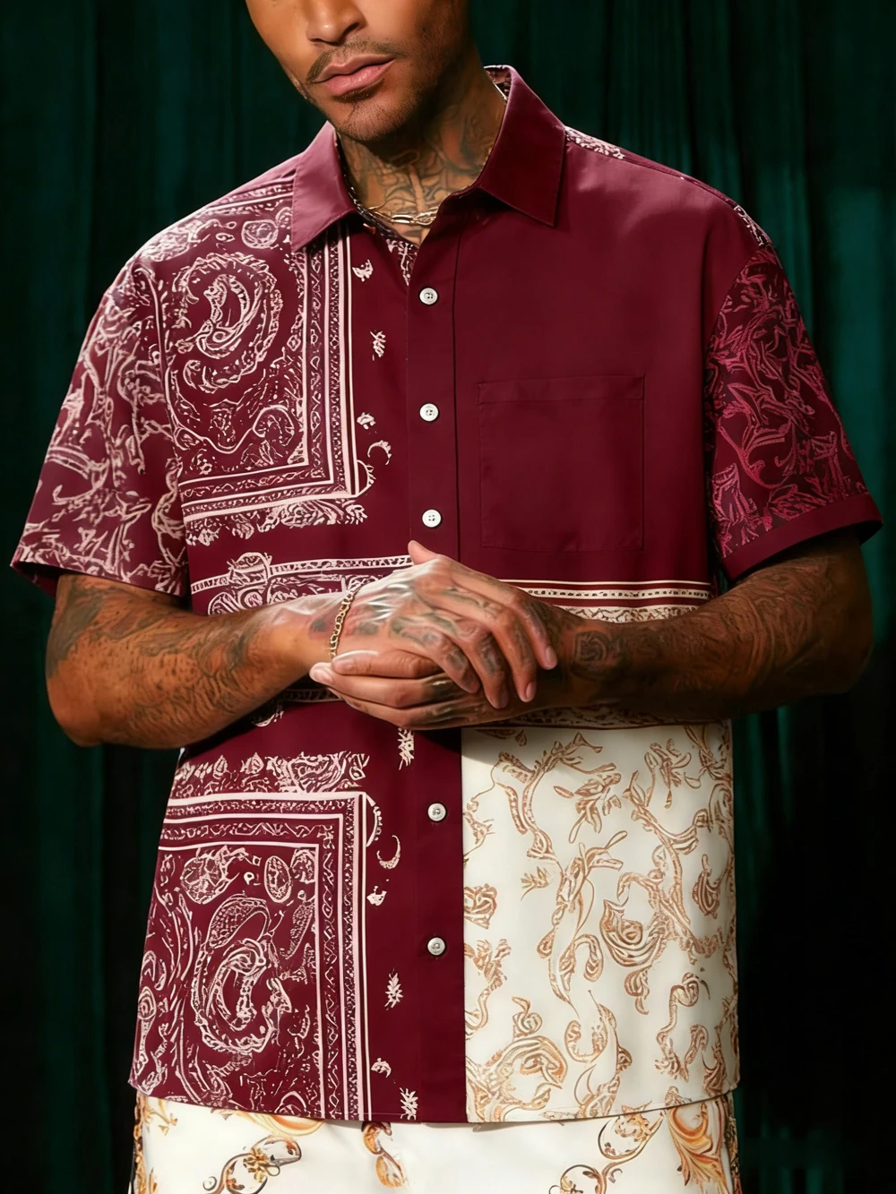 

Men's New Colorful Short Sleeve Shirt Asymmetrical Natural Pattern 3D Print Designer Shirt Hawaiian Outdoor Social Men's Wear