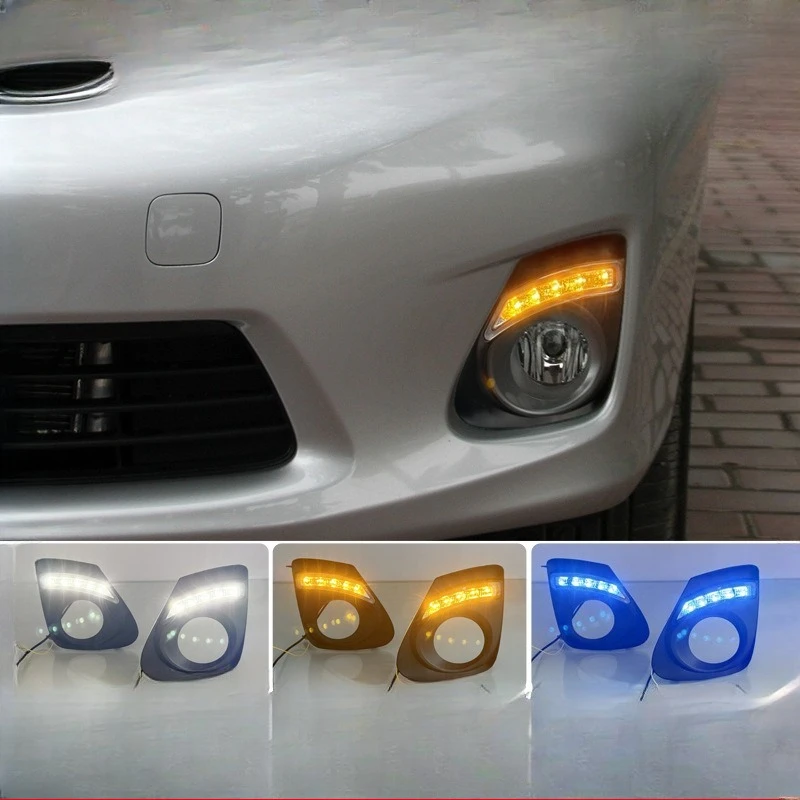 

Для Toyota Corolla 2011-2013: 2 шт. светодиодных дневных ходовых огней (ДХО) с динамическим поворотником, передние противотуманные фары, модифицированные, 12В