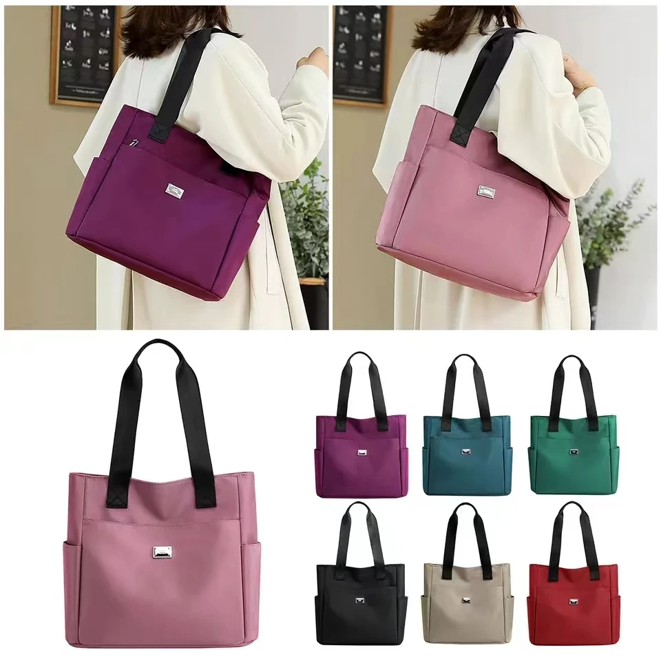 

Waterproof Nylon Shoulder Bag Large Capacity Handbag Tote Bags For Work School And Travel Lightweight Practical