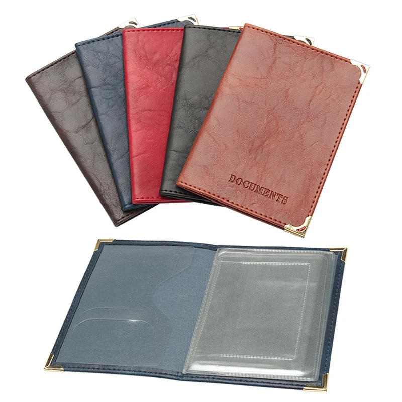 

Unisex Oil Wax Leather Passport Holder Case Vintage Simple Thin Soft Motor Vehicle Driving License Cover Wallet Pouch Card Bags