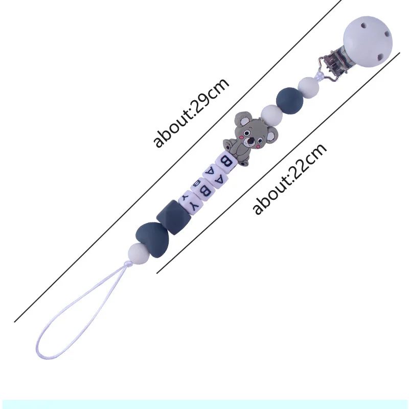 Free Personalized Name Baby Pacifier Chains Anti-Drop Silicone Koala Infant Pacifier Clips Holder Teething Toy Newborn Chew Gift