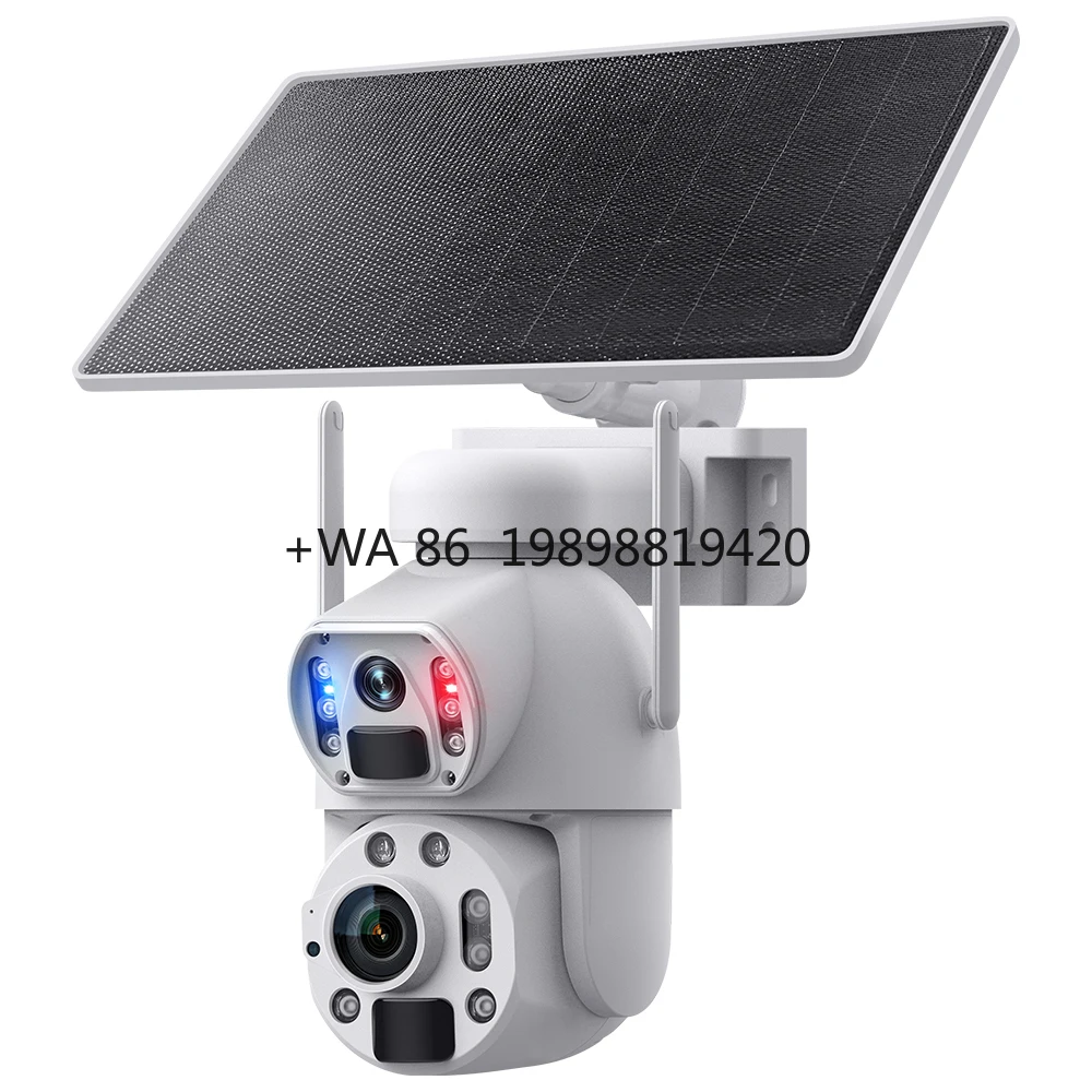 2025 New 6MP PTZ Outdoor Solar Battery Floodlight 6W 4G Dual Lens Night Vision