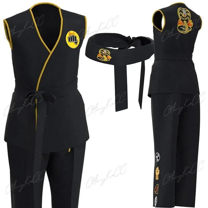 The Karate Kids Cobra Cosplay Costume Adult Black White Kimono Uniform Headband Anime Halloween Party Suit Tracksuit view 6