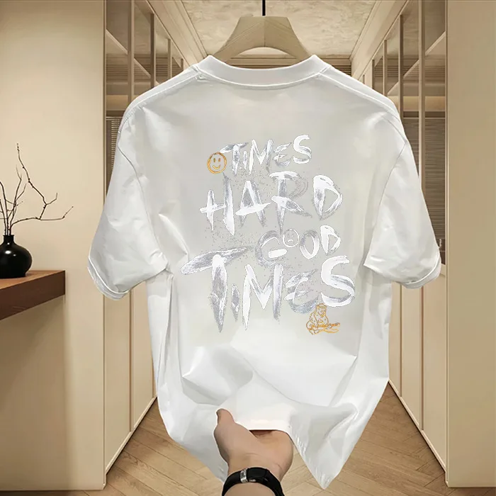 Camiseta de Verano 2026 para Hombre, con Estampado de Letras a la Moda, 100% Algodón, Ropa Casual para Hombre, Manga Corta para Uso Diario