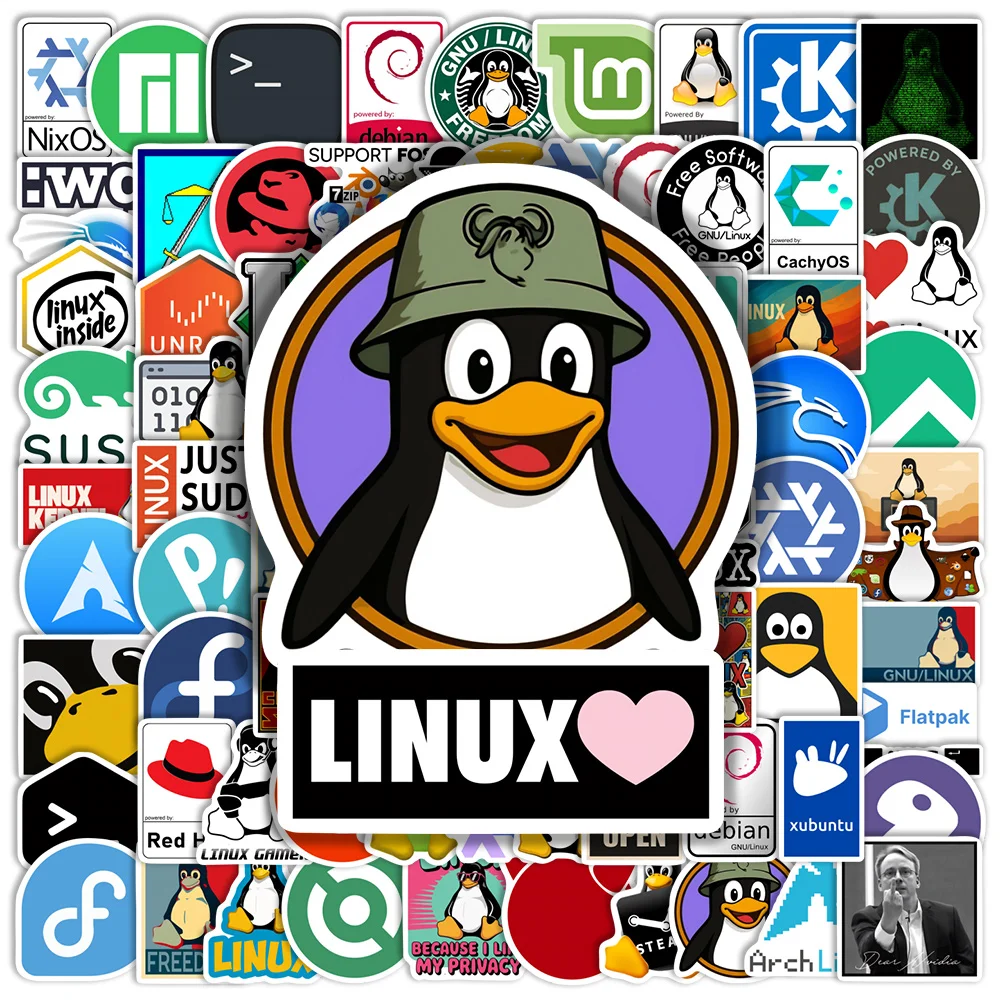 Cool Linux Open Source Sticker Vinyl Waterproof Decor DIY Toy Gift for Developer Programmer Laptop Skateboard Phone Case Luggage