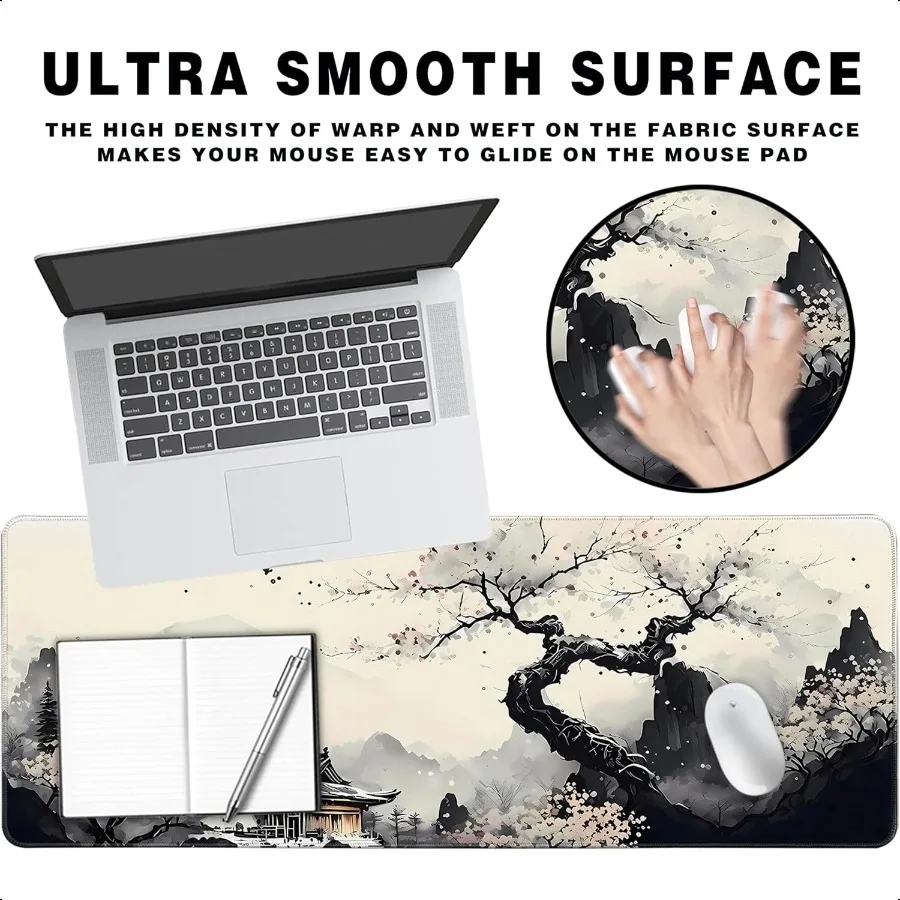Alfombrilla de ratón larga para juegos, alfombrilla de escritorio grande de Anime extendida con Base antideslizante, alfombrilla para teclado completo con bordes cosidos para juegos y oficina