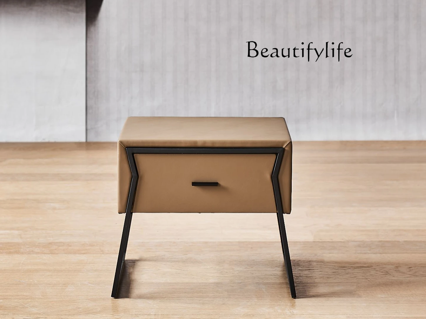 European Entry Lux PU Leather Bedside Table Italian Minimalist Bedside Cabinet Modern Simple and Fashionable Side Table