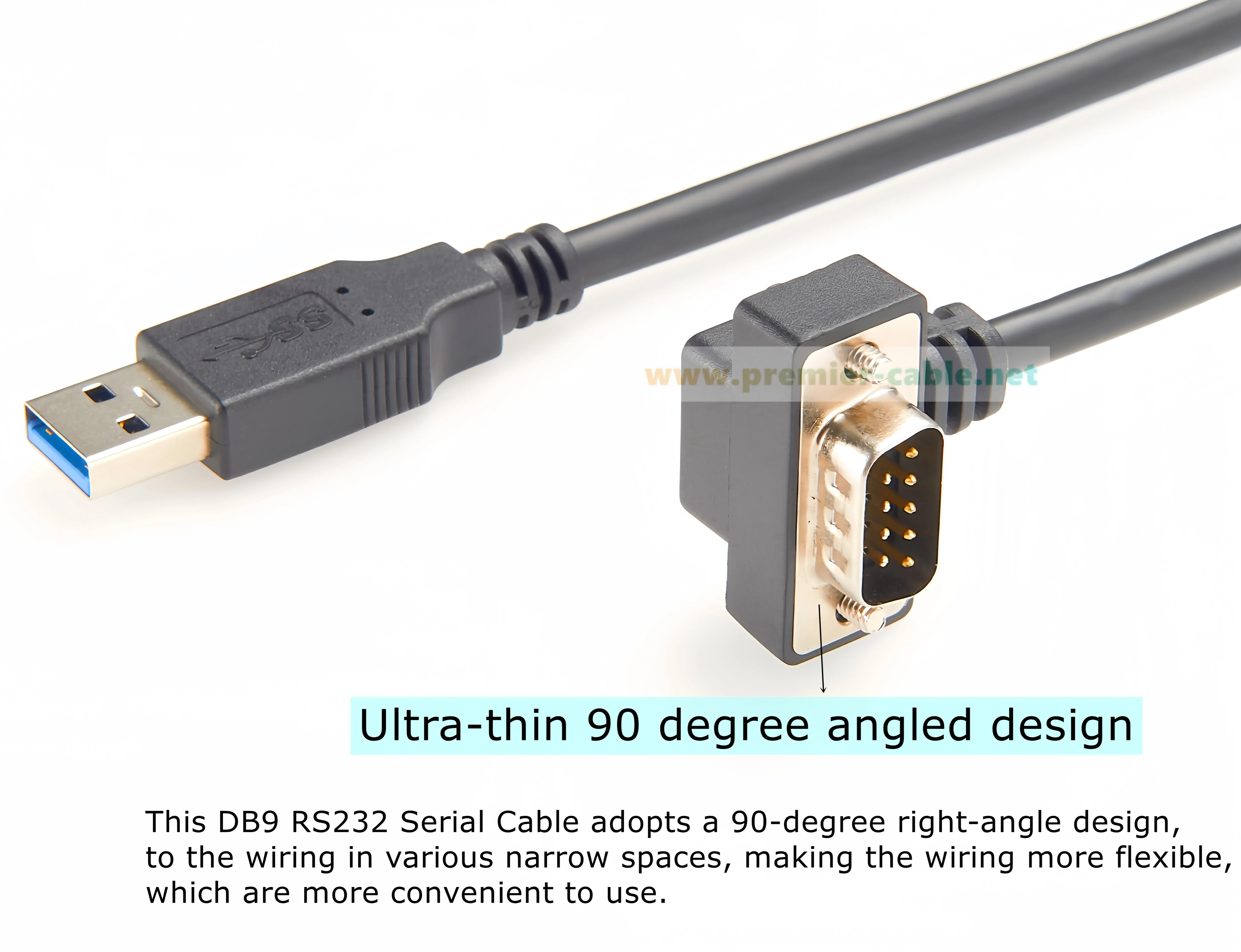 USB-zu-RS-232-Konverter DB9-Stecker auf USB2.0 Serieller COM-Adapter Ultra-Dünnes DB9-Rechtwinkelkabel DB9 RS232 Serielles Anschlusskabel – Detail 6