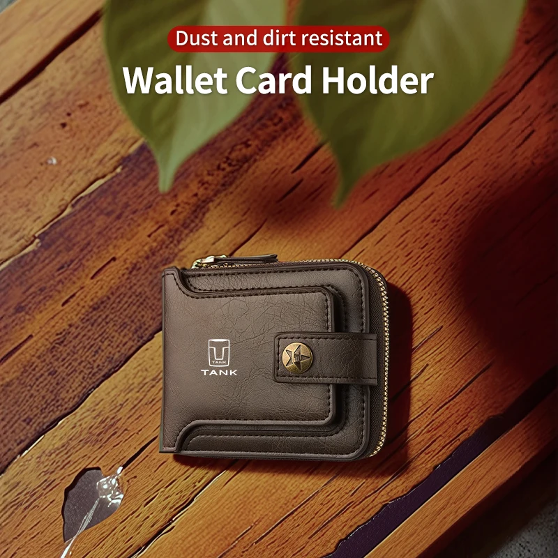 محفظة جلدية للرجال للسيارة محافظ حامل بطاقات الائتمان مع سحاب للجدار العظيم GWM Tank 300 City 300 Border 400 500 PHEV 700 800 T #4