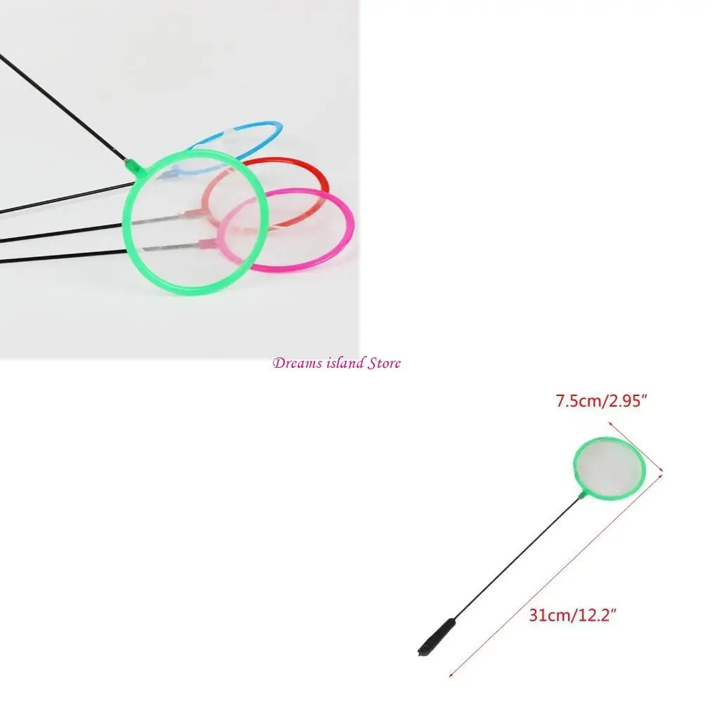 Acquari Fish Net 3 pollici Skimmer a maglie fine per piccoli pesci che catturano rete pulizia con manico lungo 9 pollici