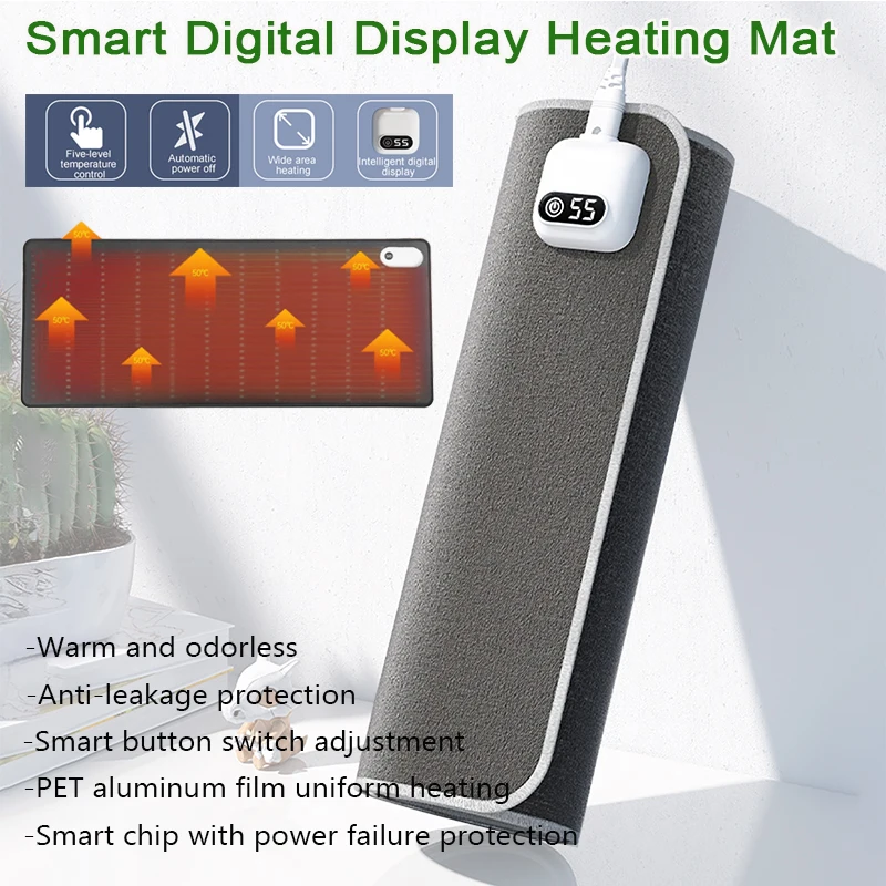 

Desktop Heating Pad for Student Dormitories Five-Level Temperature Control Smart Digital Display Office Electric Heat Mouse Pad