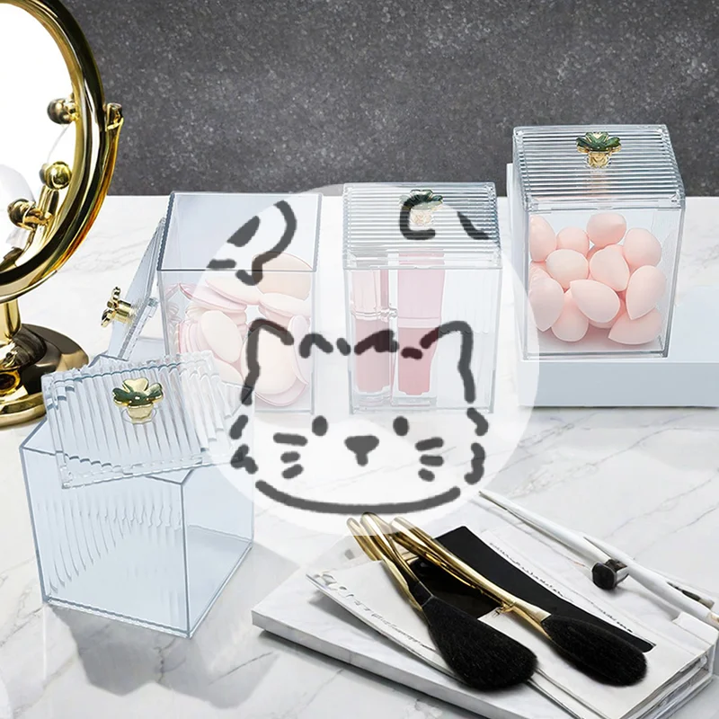 

Акриловый органайзер для косметики, контейнер для ватных палочек, коробка для хранения косметики и украшений, органайзер для ванной комнаты