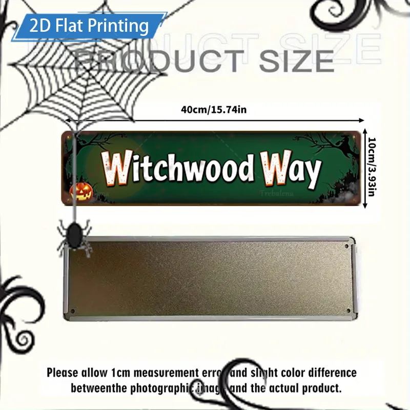 1 قطعة 8x12 بوصة علامة معدنية هالوين Witchwood طريقة تسجيل مع اليقطين الخفافيش ديكور ل ديكور المنزل احتفالي #3