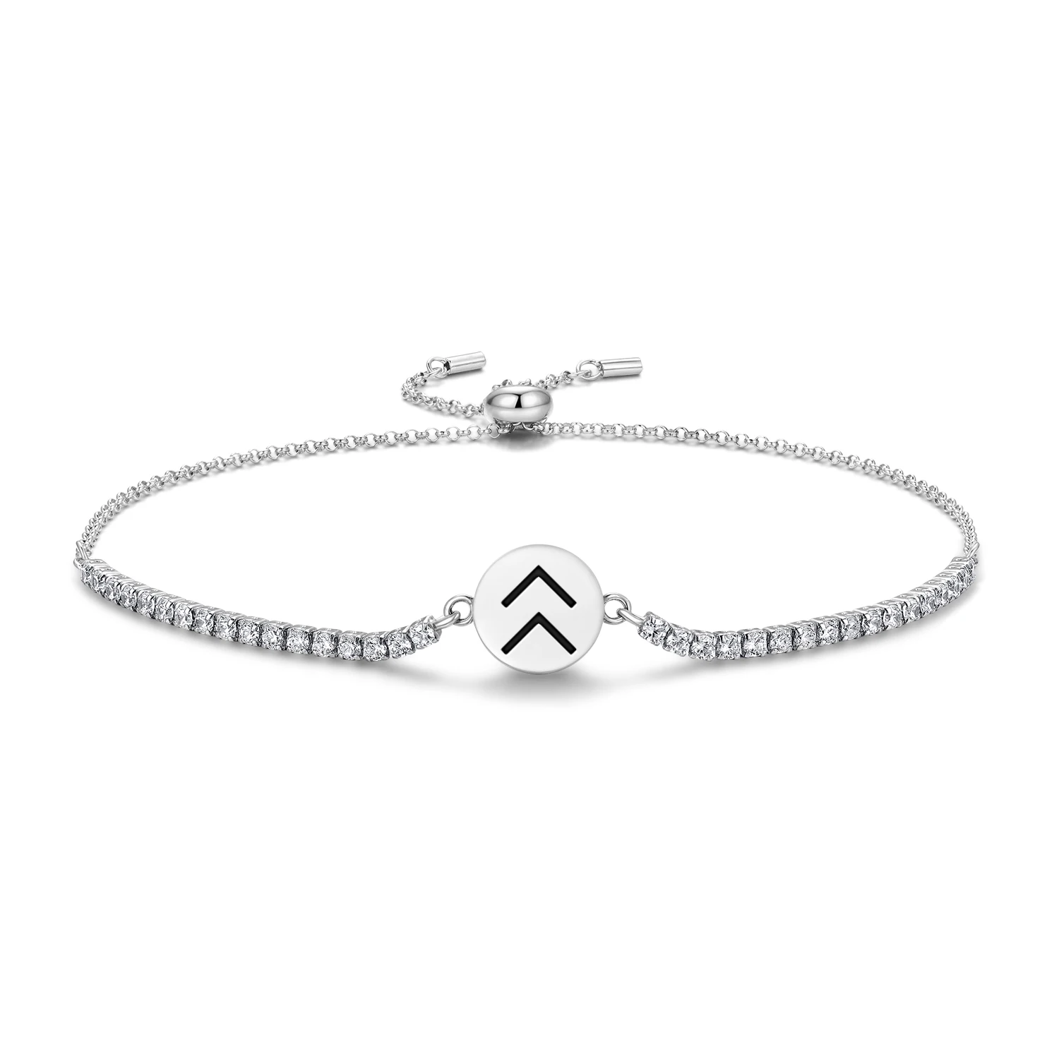 

Браслет Native Rock Art Willingness to Succeed, стерлинговое серебро 925, символ, регулируемая теннисная цепочка с цирконом для женщин, ювелирные изделия