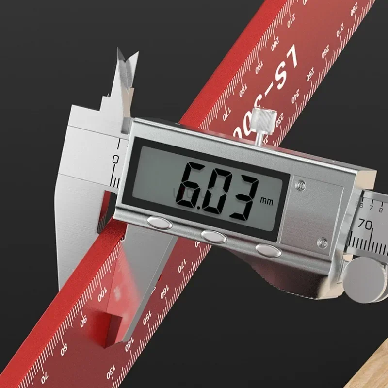 Woodworking Multifunctional Thick and Wide Seat Ruler High Precision Marking Drawing Aluminum Alloy 45 Measurement Tool Ruler