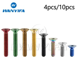 Wanyifa M5 Titanium Bolt 10/12/15/20/25/30/35mm Flat Countersunk Head Hex Screws for Bicycle Pedals 4/10pcs