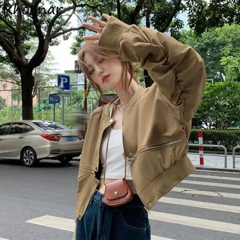 

Cropped Cargo Jackets Women Coats Autumn Long Sleeve Designer Personal Streetwear American Stylish Chaqueta Clothes Baggy Kpop