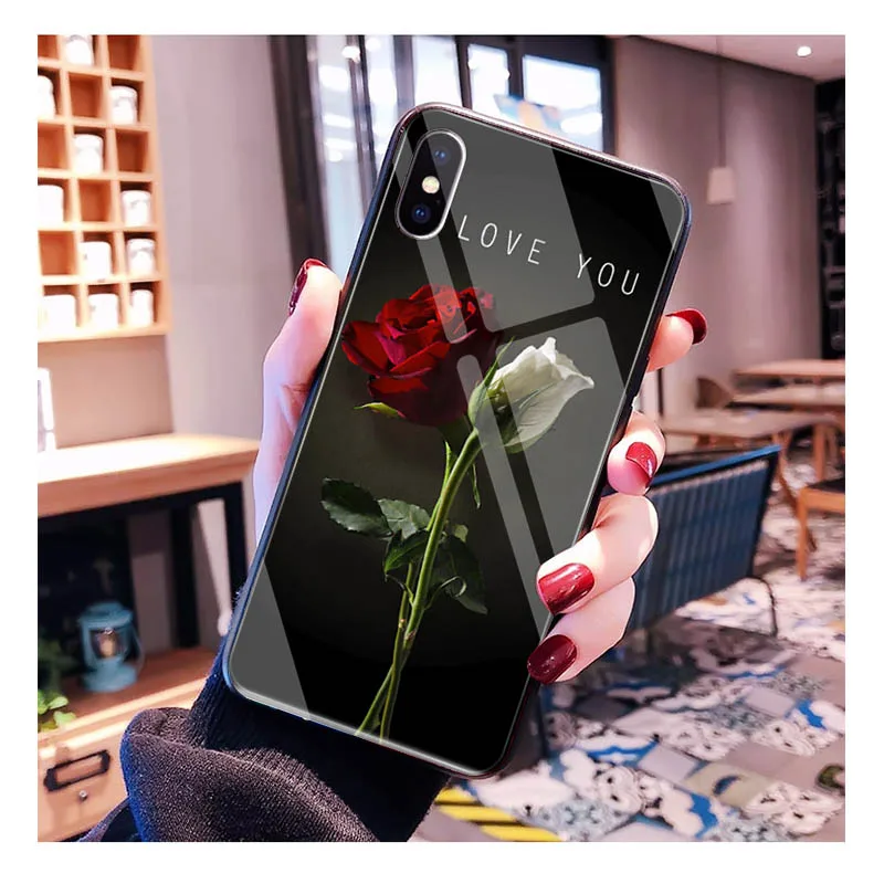 Bloem Rose Zonnebloem Glazen Telefoon Hoesje Voor Samsung S24 S23 S22 S21 S20 Ultra S20 S20 S22 S21 S10e S20 Fe S24 Plus